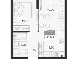 Продается 2-комнатная квартира ЖК Ясный берег, дом 33, 36.4  м&sup2;, 6038000 рублей