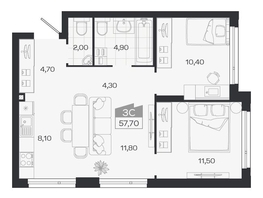 Продается 3-комнатная квартира ЖК Ясный берег, дом 33, 57.7  м&sup2;, 8229000 рублей