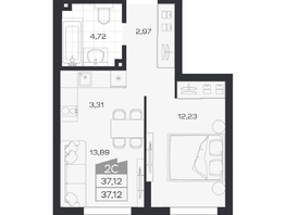 Продается 2-комнатная квартира ЖК Ясный берег, дом 33, 37.12  м&sup2;, 6767000 рублей