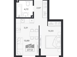 Продается 2-комнатная квартира ЖК Ясный берег, дом 33, 37.12  м&sup2;, 6814000 рублей