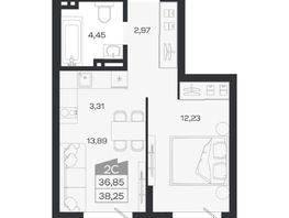 Продается 2-комнатная квартира ЖК Ясный берег, дом 33, 38.25  м&sup2;, 7228000 рублей
