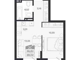 Продается 2-комнатная квартира ЖК Ясный берег, дом 33, 38.02  м&sup2;, 6791000 рублей