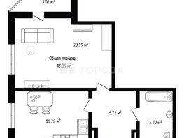 Продается 1-комнатная квартира Фрунзе ул, 43.89  м&sup2;, 8700000 рублей