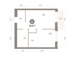 Продается 1-комнатная квартира ЖК Город на озере, 46.29  м&sup2;, 9390000 рублей