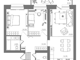 Продается 2-комнатная квартира ЖК Спектр, дом 9, 88.29  м&sup2;, 13259000 рублей