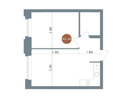 Продается 1-комнатная квартира ЖК 19/56 Кварталы Телецентра, сек 4, 40.48  м&sup2;, 7340000 рублей