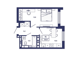 Продается 1-комнатная квартира ЖК Сподвижники, дом 3, 35.8  м&sup2;, 6000000 рублей