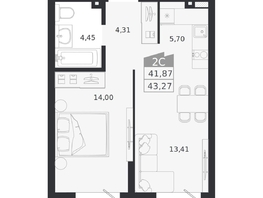 Продается 2-комнатная квартира ЖК Ясный берег, дом 20, 43.27  м&sup2;, 7889000 рублей