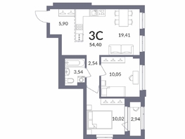 Продается 3-комнатная квартира ЖК Горская Лагуна, корпус 2, 54.3  м&sup2;, 11803000 рублей