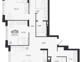 Продается 3-комнатная квартира ЖК Ясный берег, дом 32, 95.7  м&sup2;, 11934000 рублей