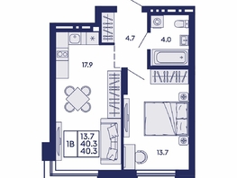 Продается 1-комнатная квартира ЖК Сила леса, корп 1, 40.3  м&sup2;, 7100000 рублей