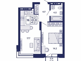 Продается 1-комнатная квартира ЖК Сила леса, корп 1, 41.2  м&sup2;, 6650000 рублей