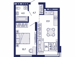 Продается 1-комнатная квартира ЖК Сила леса, корп 1, 40.3  м&sup2;, 6300000 рублей