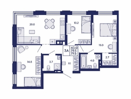 Продается 3-комнатная квартира ЖК Сила леса, корп 1, 79.5  м&sup2;, 10700000 рублей