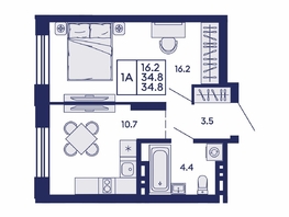 Продается 1-комнатная квартира ЖК Сила леса, корп 2, 34.8  м&sup2;, 5700000 рублей