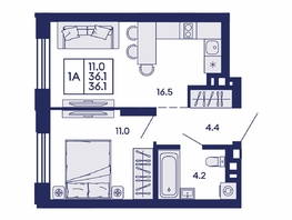 Продается 1-комнатная квартира ЖК Сила леса, корп 2, 36.1  м&sup2;, 5900000 рублей