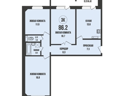 Продается 3-комнатная квартира ЖК Династия, дом 912, 86.2  м&sup2;, 8960000 рублей
