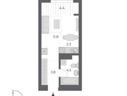 Продается Студия ЖК ОСКАР, дом 2, 26.8  м&sup2;, 6050000 рублей