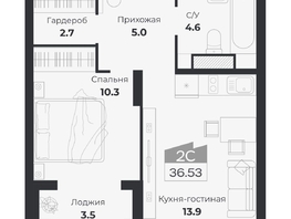 Продается 2-комнатная квартира ЖК Ясный берег, дом 19, бс 2-5, 39.37  м&sup2;, 8079000 рублей