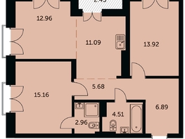 Продается 3-комнатная квартира ЖК Академия, дом 3, 74.4  м&sup2;, 14315000 рублей