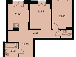 Продается 2-комнатная квартира ЖК Академия, дом 3, 61.57  м&sup2;, 11615000 рублей