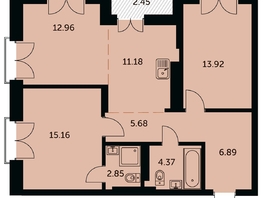 Продается 3-комнатная квартира ЖК Академия, дом 3, 74.2  м&sup2;, 14615000 рублей