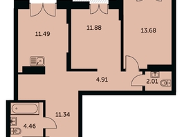 Продается 2-комнатная квартира ЖК Академия, дом 3, 61.1  м&sup2;, 12120000 рублей