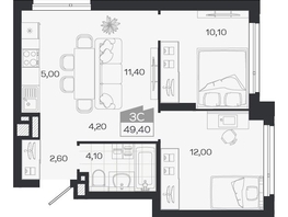 Продается 3-комнатная квартира ЖК Ясный берег, дом 33, 49.4  м&sup2;, 7630000 рублей