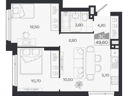Продается 3-комнатная квартира ЖК Ясный берег, дом 33, 49.6  м&sup2;, 8305000 рублей