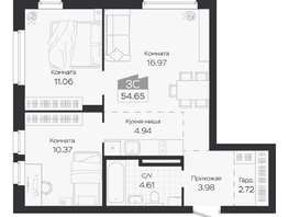 Продается 3-комнатная квартира ЖК Базилик, дом 3, 54.65  м&sup2;, 8784000 рублей