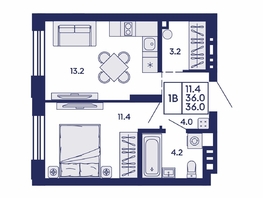Продается 1-комнатная квартира ЖК Сила леса, корп 2, 36  м&sup2;, 5900000 рублей