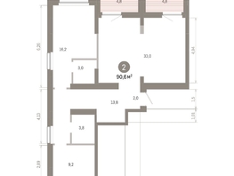 Продается 2-комнатная квартира ЖК Лебедевский квартал, д 1, 90.6  м&sup2;, 13460000 рублей