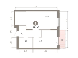 Продается 1-комнатная квартира ЖК Европейский берег, дом 46, 48.4  м&sup2;, 8420000 рублей