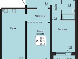 Продается 2-комнатная квартира ЖК Самоцветы, Бирюза дом 3, 75.2  м&sup2;, 7000000 рублей