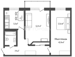 Продается 2-комнатная квартира Блюхера ул, 42.4  м&sup2;, 5390000 рублей