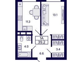 Продается 1-комнатная квартира ЖК Цитатум, 37.5  м&sup2;, 7990000 рублей