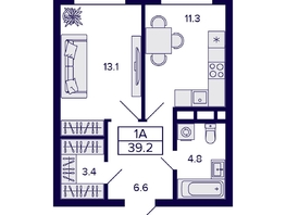 Продается 1-комнатная квартира ЖК Цитатум, 37.5  м&sup2;, 6900000 рублей