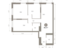 Продается 3-комнатная квартира ЖК Европейский берег, дом 45, 88.27  м&sup2;, 11970000 рублей