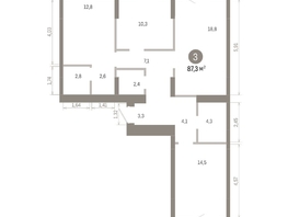 Продается 3-комнатная квартира ЖК Пшеница, 6.1, 87.26  м&sup2;, 11510000 рублей