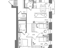 Продается 3-комнатная квартира ЖК Спектр, дом 10, 72.21  м&sup2;, 12290000 рублей