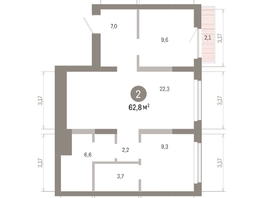 Продается 2-комнатная квартира ЖК Лебедевский квартал, д 1, 62.8  м&sup2;, 9420000 рублей
