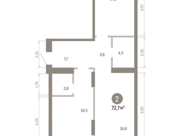 Продается 2-комнатная квартира ЖК Лебедевский квартал, д 1, 72.7  м&sup2;, 10130000 рублей