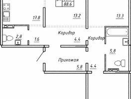 Продается 3-комнатная квартира ЖК Гренландия, Лес дом №5, 88.6  м&sup2;, 9500000 рублей