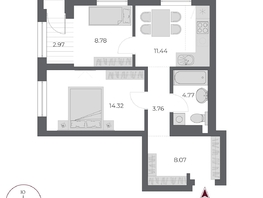 Продается 2-комнатная квартира ЖК ОСКАР, дом 3, 54.7  м&sup2;, 10400000 рублей