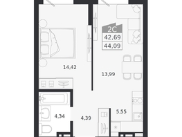 Продается 2-комнатная квартира ЖК Ясный берег, дом 20, 44.09  м&sup2;, 8013000 рублей