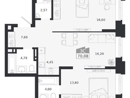 Продается 3-комнатная квартира ЖК Ясный берег, дом 20, 70.08  м&sup2;, 10204000 рублей