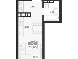 Продается Студия ЖК Ясный берег, дом 20, 24.9  м&sup2;, 5217000 рублей