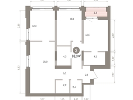 Продается 3-комнатная квартира ЖК Европейский берег, дом 32, 88.26  м&sup2;, 14280000 рублей