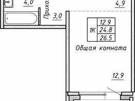Продается 1-комнатная квартира ЖК Гренландия, Лес дом №5, 26.5  м&sup2;, 4100000 рублей