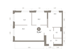 Продается 3-комнатная квартира ЖК Город на озере, 71.37  м&sup2;, 15280000 рублей